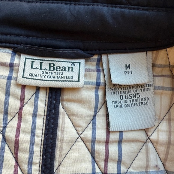 L.L. Bean Quilted Plaid Riding Jacket, Black, Woman’s Medium - Picture 5 of 7